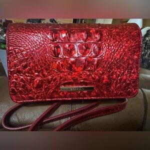 Brahmin Shiny Red Embossed Clutch